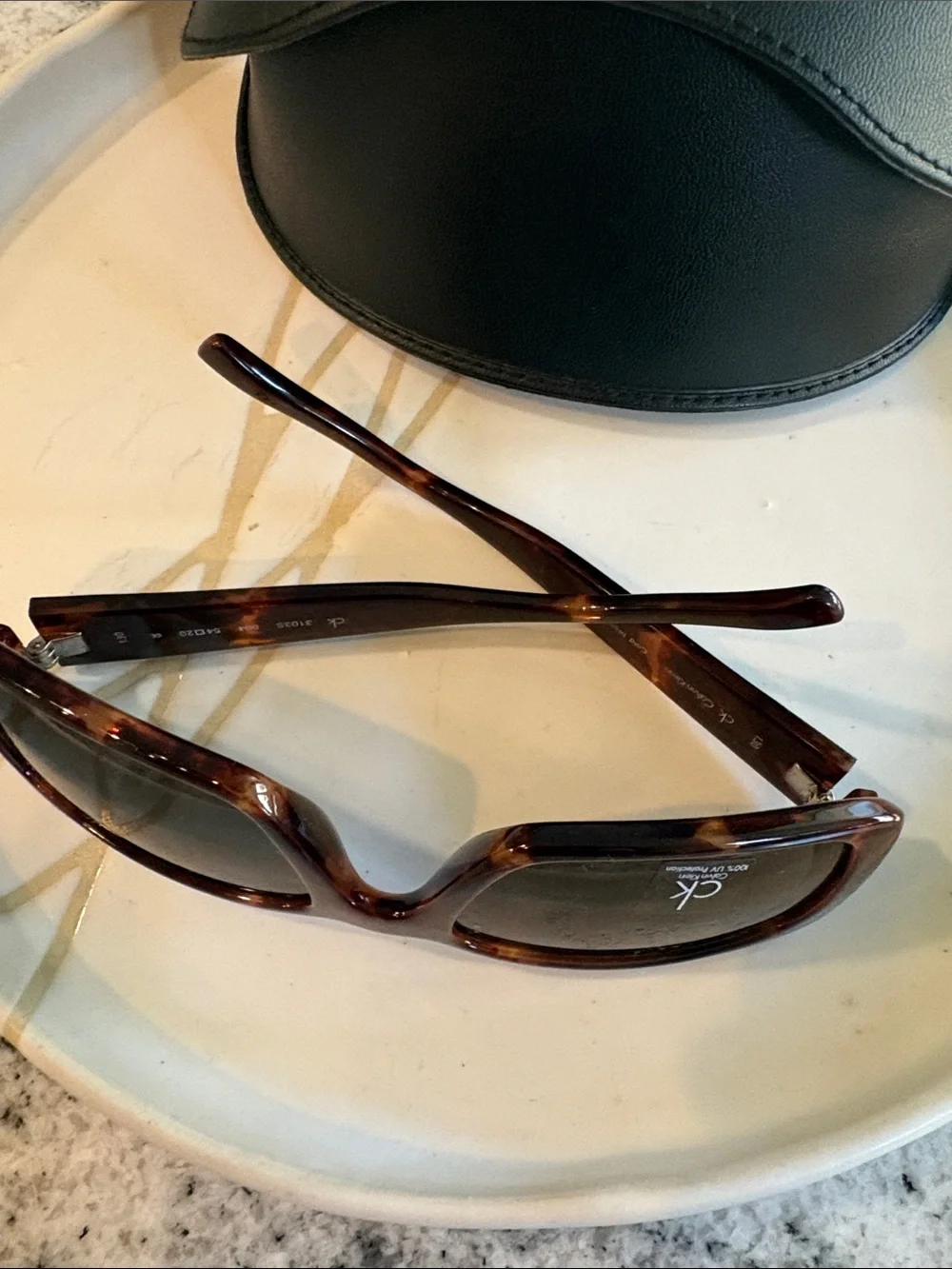 Calvin Klein rectangle tortoiseshell sunglasses